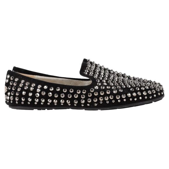 Jimmy Choo Studded Smoking Slippers in Black Suede - Picture 1 of 6